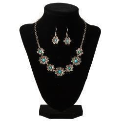 Crystal/Turquoise Stone Flower Set 3058633