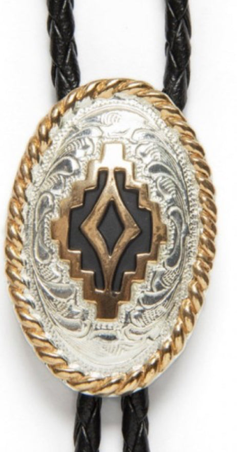 Silver Oval Concho w/Gold & Black Aztec Center C10851