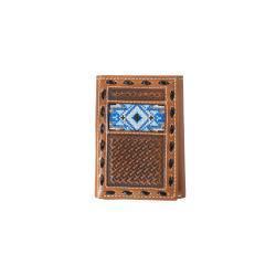 3D tri-fold wallet w/blue diamond inlay 250009702
