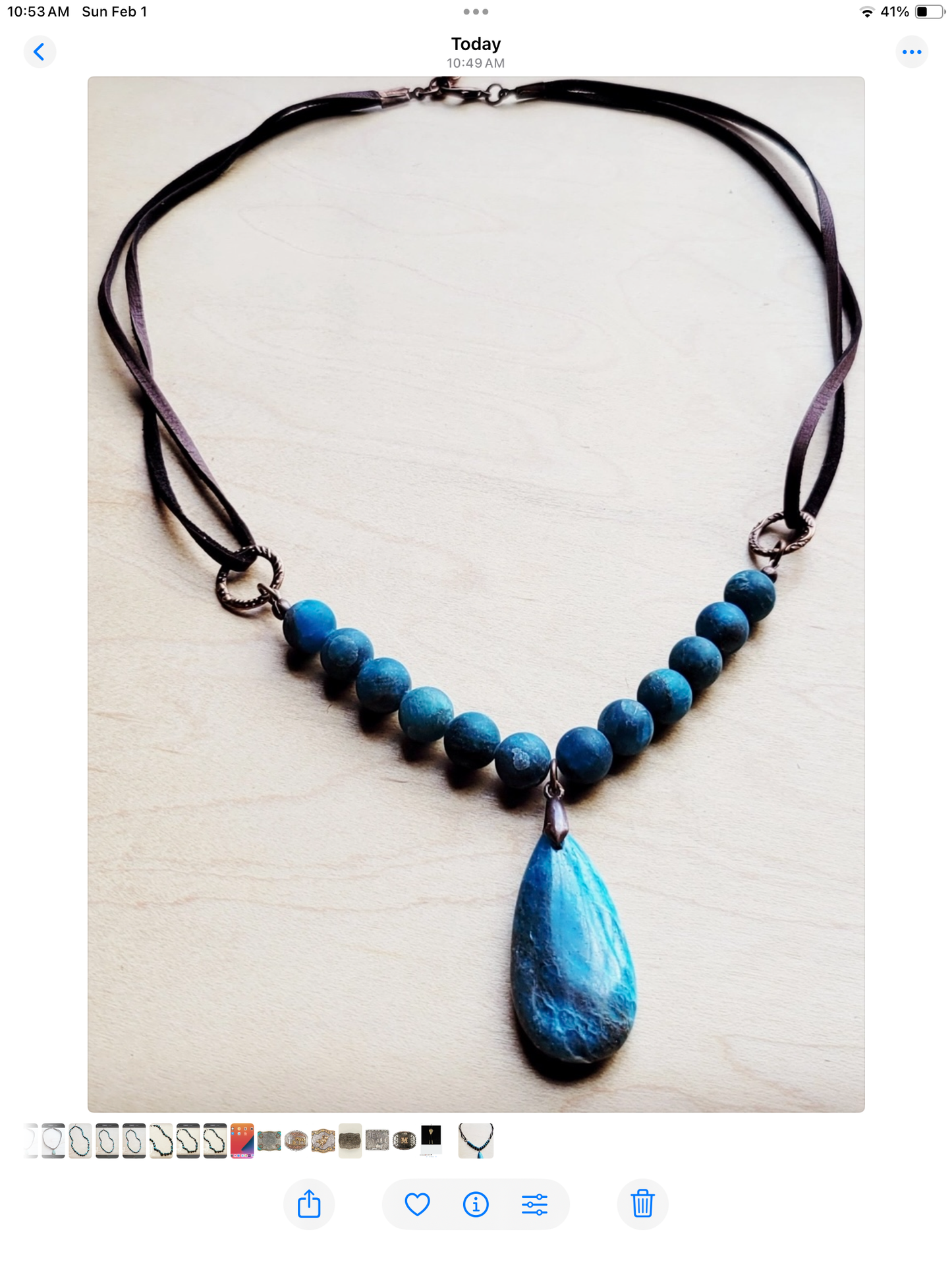 Ocean Agate Collar Necklace w/ Genuine Leather Accent 260e
