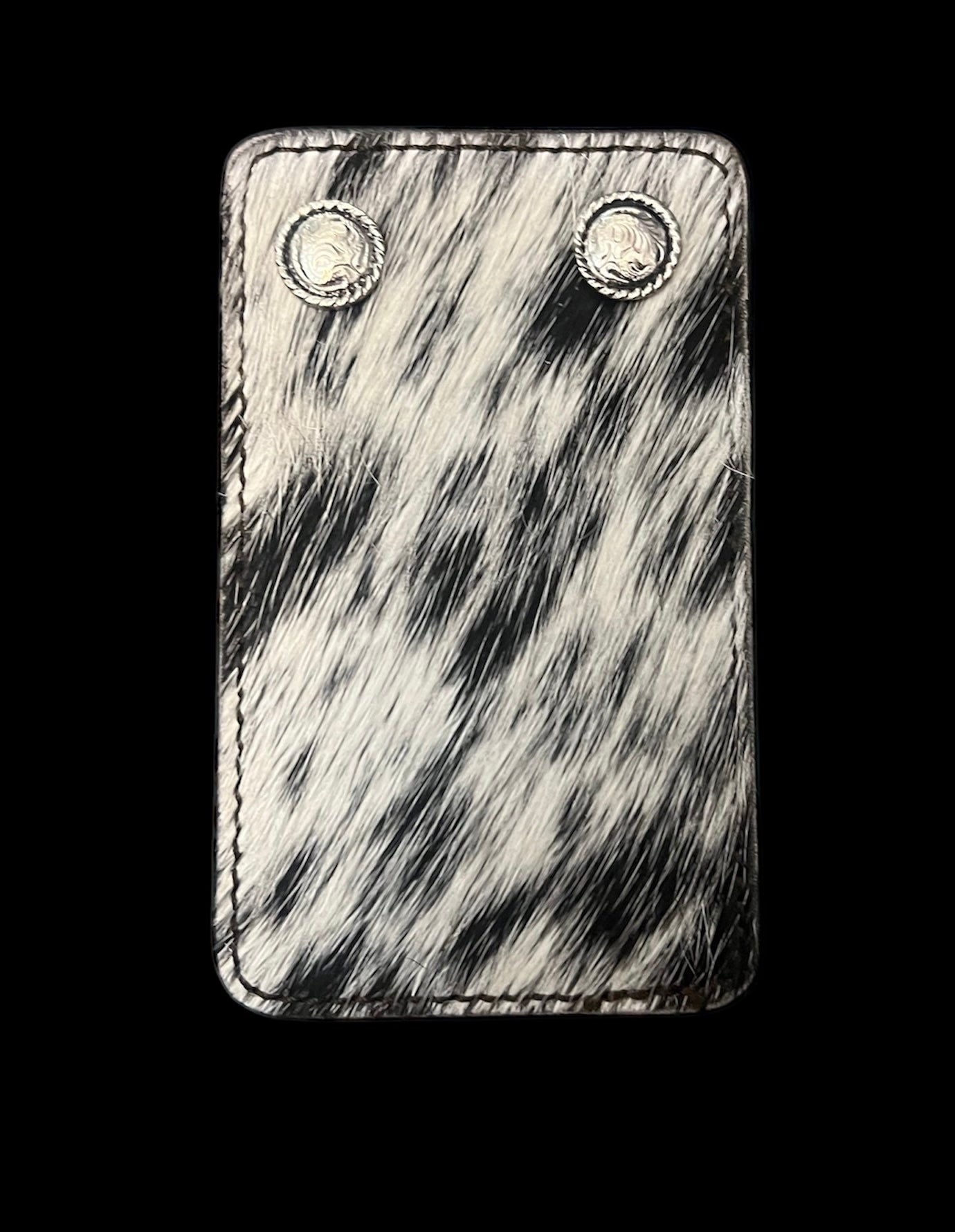 Small black cowhide badge holder 636