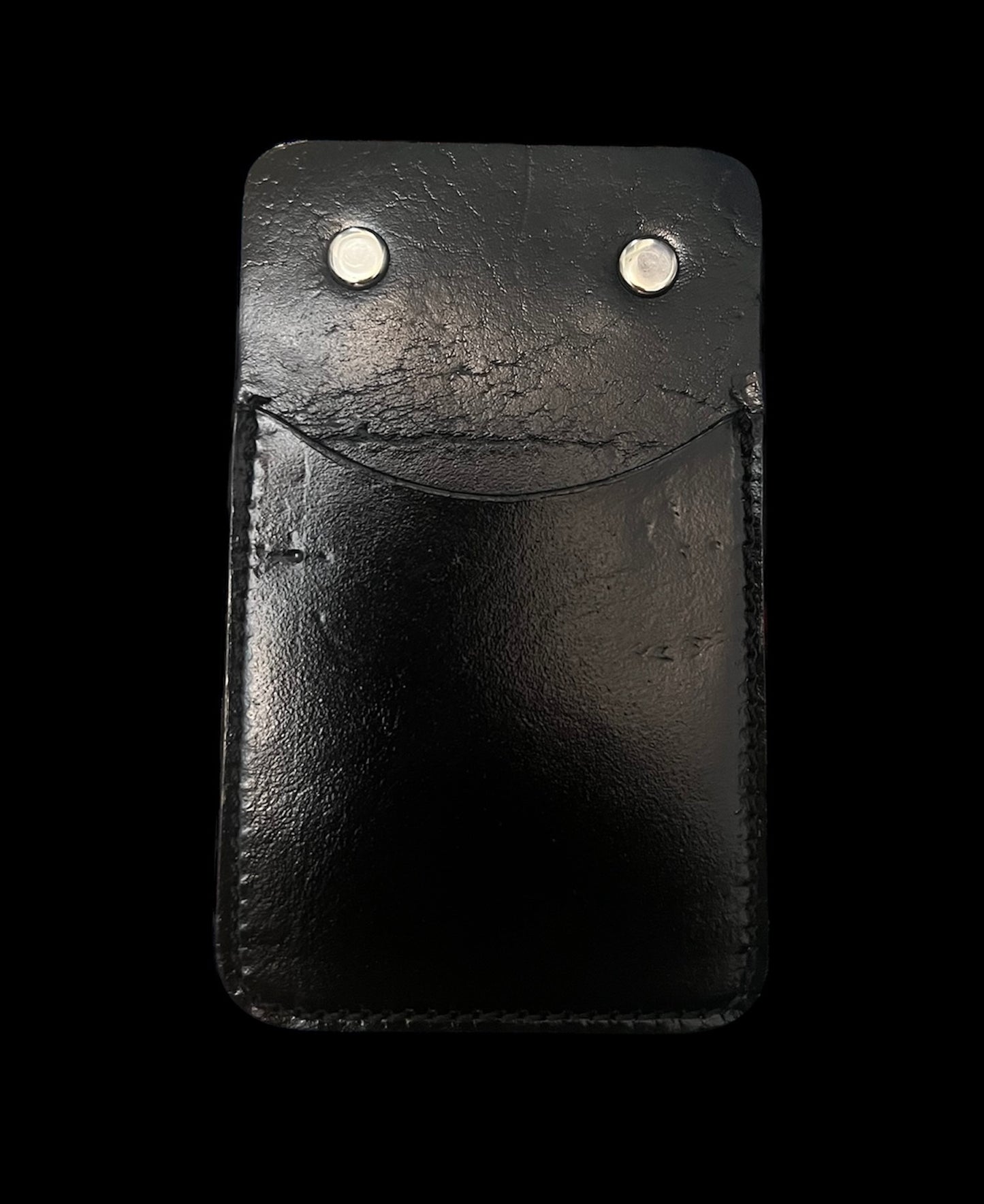 Small black cowhide badge holder 636