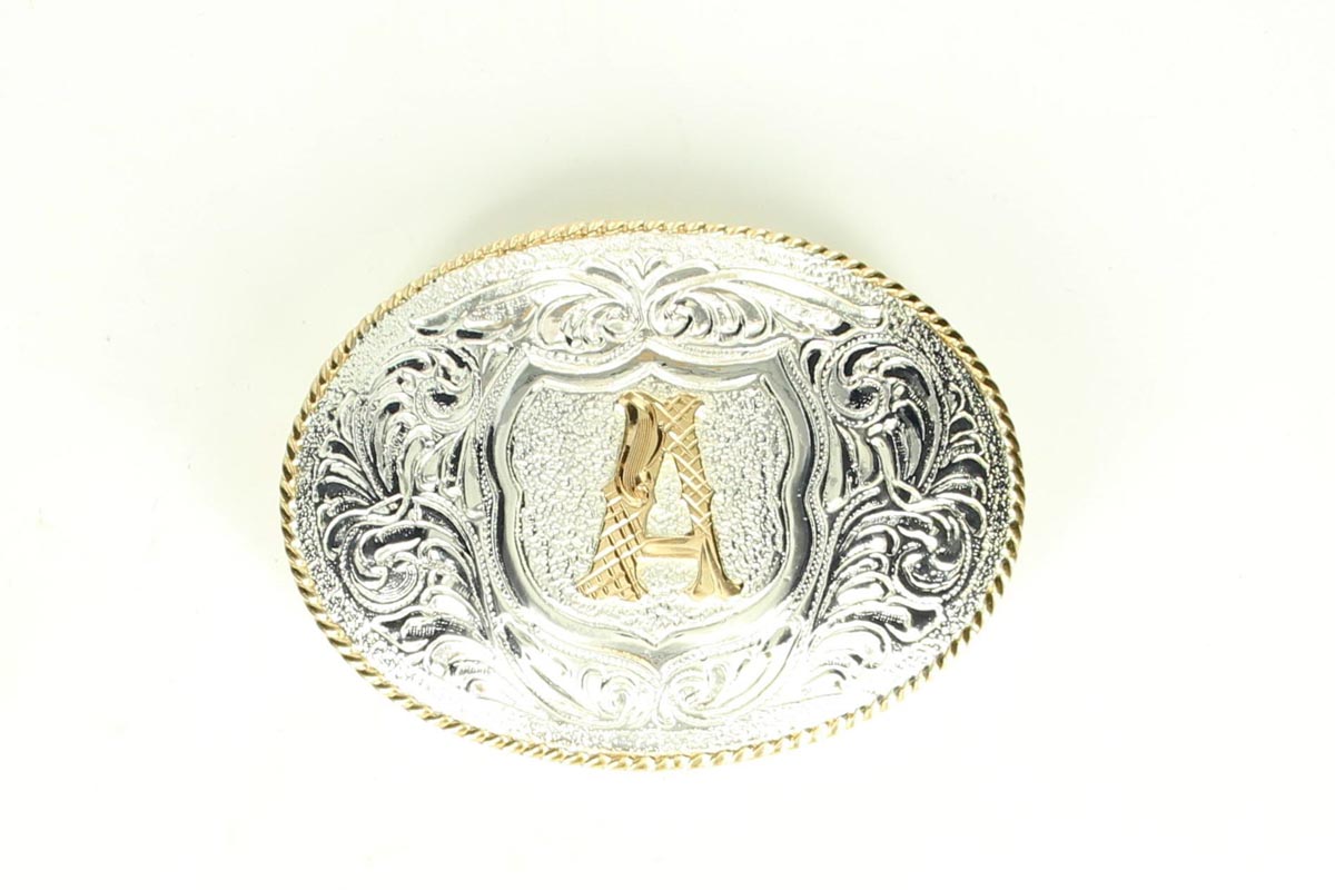 crumrine silver initial buckle C10382