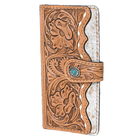 Hand tooled wallet w/ cowhide & concho(women’s)