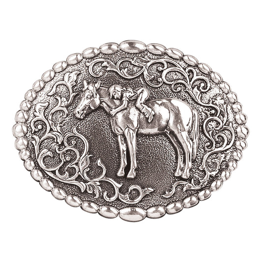 Nocona girl on horse buckle 37672