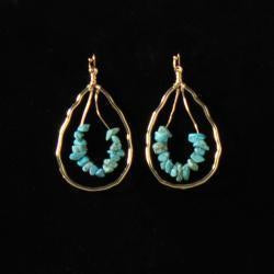 Gold Teardrop Turquoise Earrings 3059135