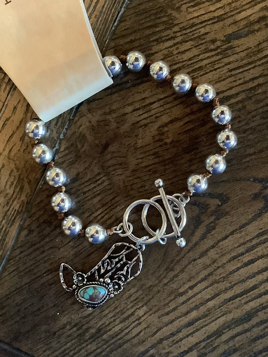 SILVER STRIKE BRACELET COWBOY BOOT BRACELET TURQUOISE