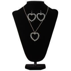 Earrings and Necklace Set with Turquoise Flowered Stone Hearts