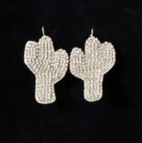 SILVER STRIKE LADIES EARRINGS RHINESTONE CACTUS SILVER D460014736