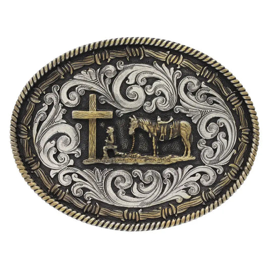 Montana Christian cowboy 2 tone buckle A543