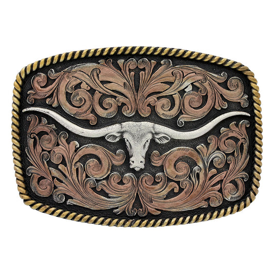 Montana Tri-color longhorn buckle A711