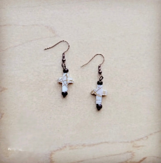 Mother-Of-Pearl Cross Earrings 224c