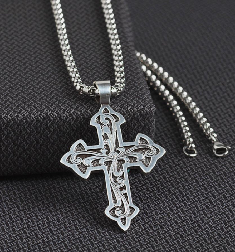 Men’s Silver Cross Necklace D47009