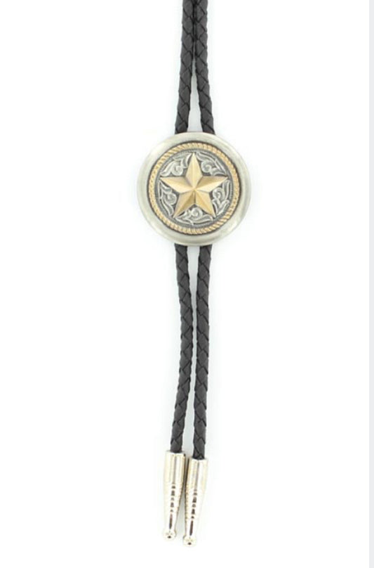 Silver and Gold Round Bolo w/Star 22611