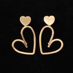 Gold Heart Dangle Earrings D460016935