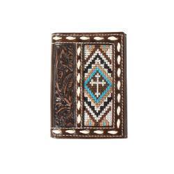Tri-fold wallet w/ floral embossed cross N500044602