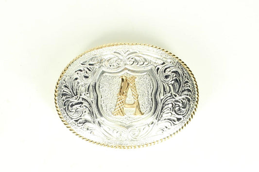 crumrine silver initial buckle C10382
