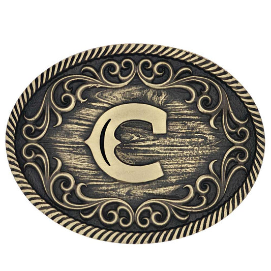 Montana oval brass initial buckle A915